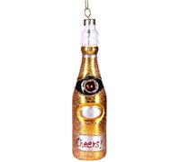 BRUBAKER - Suspension pour Sapin de Noël - Bouteille de Champagne Dorée - Boule en Verre Soufflé - Peinte à la Main - Drôle & Originale - Décoration Arbre de Noël - 15,3 cm