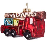 BRUBAKER - Suspension pour Sapin de Noël - Camion de Pompiers Rouge - Boule en Verre Soufflé - Peinte à la Main - Drôle & Originale - Décoration Arbre de Noël - 10,2 cm