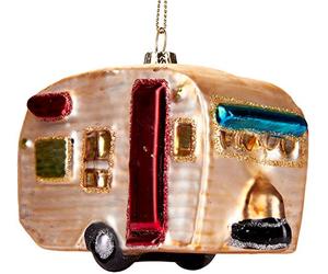 BRUBAKER - Suspension pour Sapin de Noël - Caravane/Roulotte - Boule en Verre Soufflé - Peinte à la Main - Drôle & Originale - Décoration Arbre de Noël - 11,3 cm