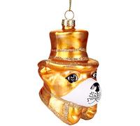 BRUBAKER - Suspension pour Sapin de Noël - Chien Stylé Doré - Boule en Verre Soufflé - Peinte à la Main - Drôle & Originale - Décoration Arbre de Noël - 10,3 cm