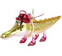 BRUBAKER - Suspension pour Sapin de Noël - Crocodile Rigolo - Boule en Verre Soufflé - Peinte à la Main - Drôle & Originale - Décoration Arbre de Noël - 20 cm