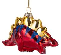 BRUBAKER - Suspension pour Sapin de Noël - Dinosaure/Stégosaure Rouge - Boule en Verre Soufflé - Peinte à la Main - Drôle & Originale - Décoration Arbre de Noël - 11,5 cm