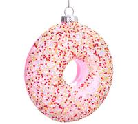 BRUBAKER - Suspension pour Sapin de Noël - Donut Rose - Boule en Verre Soufflé - Peinte à la Main - Drôle & Originale - Décoration Arbre de Noël - 9,8 cm