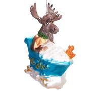 BRUBAKER - Suspension pour Sapin de Noël - Élan dans Baignoire - Boule en Verre Soufflé - Peinte à la Main - Drôle & Originale - Décoration Arbre de Noël - 10,2 cm