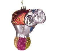 BRUBAKER - Suspension pour Sapin de Noël - Éléphant de Cirque Multicolore - Boule en Verre Soufflé - Peinte à la Main - Drôle & Originale - Décoration Arbre de Noël - 10,7 cm