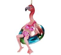 BRUBAKER - Suspension pour Sapin de Noël - Flamant Rose avec Bikini - Boule en Verre Soufflé - Peinte à la Main - Drôle & Originale - Décoration Arbre de Noël - 8,5 cm