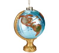 BRUBAKER - Suspension pour Sapin de Noël - Globe Terrestre - Boule en Verre Soufflé - Peinte à la Main - Drôle & Originale - Décoration Arbre de Noël - 11,2 cm
