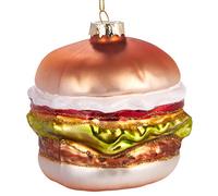 BRUBAKER - Suspension pour Sapin de Noël - Hamburger - Boule en Verre Soufflé - Peinte à la Main - Drôle & Originale - Décoration Arbre de Noël - 9 cm