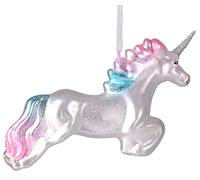 BRUBAKER - Suspension pour Sapin de Noël - Licorne Blanche - Boule en Verre Soufflé - Peinte à la Main - Drôle & Originale - Décoration Arbre de Noël - 13,5 cm