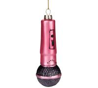 BRUBAKER - Suspension pour Sapin de Noël - Microphone Rouge - Boule en Verre Soufflé - Peinte à la Main - Drôle & Originale - Décoration Arbre de Noël - 12 cm