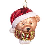 BRUBAKER - Suspension pour Sapin de Noël - Nounours/Ours avec Bonnet - Boule en Verre Soufflé - Peinte à la Main - Drôle & Originale - Décoration Arbre de Noël - 9,4 cm