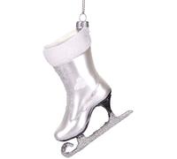 BRUBAKER - Suspension pour Sapin de Noël - Patin à Glace Blanc - Boule en Verre Soufflé - Peinte à la Main - Drôle & Originale - Décoration Arbre de Noël - 9,6 cm