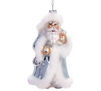 BRUBAKER - Suspension pour Sapin de Noël - Père Noël Blanc/Argenté - Boule en Verre Soufflé - Peinte à la Main - Drôle & Originale - Décoration Arbre - 15 cm