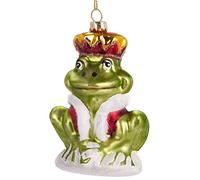 BRUBAKER - Suspension pour Sapin de Noël - Roi Grenouille - Boule en Verre Soufflé - Peinte à la Main - Drôle & Originale - Décoration Arbre de Noël - 9,4 cm