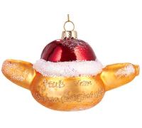 BRUBAKER - Suspension pour Sapin de Noël - Saucisse dans Petit Pain - Boule en Verre Soufflé - Peinte à la Main - Drôle & Originale - Décoration Arbre de Noël - 12 cm