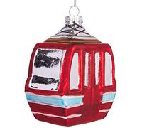 BRUBAKER - Suspension pour Sapin de Noël - Télécabine/Téléphérique Rouge - Boule en Verre Soufflé - Peinte à la Main - Drôle & Originale - Décoration Arbre de Noël - 10,1 cm