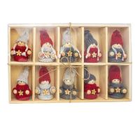 BRUBAKER - Suspensions pour Sapin de Noël - 10 Pièces - Lutins/Bonhommes tricotés - Figurines en Bois & Crochet - Décoration de Noël