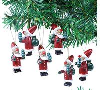 BRUBAKER - Suspensions pour Sapin de Noël - 6 Pièces - Père Noël - Figurines en Bois - Peintes à la Main - Décoration Arbre de Noël