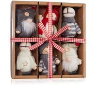 BRUBAKER - Suspensions pour Sapin de Noël - 6 Pièces - Rennes/Nains/Lutins tricotés - Figurines en Bois & Crochet - Décoration Arbre de Noël - Hauteur 9-10 cm