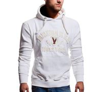 BRUBAKER Sweat à capuche pour homme N.Y. Eagle Blanc Taille XXL