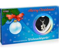 BRUBAKER Ta perle de Noël personnelle - Merry Christmas perle de vœux - Collier avec pendentif argent flocon de neige + coquillage avec perle véritable comme set cadeau de bijoux - Noël