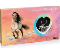 BRUBAKER Ta perle de vœu personnelle "Chevaux" - Collier avec pendentif cheval en argent + coquillage avec perle véritable comme set cadeau de bijoux pour les cavaliers et cavalières