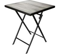 BRUBAKER Table de Jardin Bergamo - 58 x 58 cm Guéridon de Balcon Résistante aux Intempéries - Table d’Appoint Pliante en Métal avec Aspect Bois pour Balcon et Terrasse - Gris