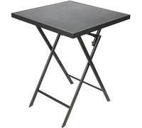 BRUBAKER Table de Jardin Bergamo - 58 x 58 cm Table de Balcon Imperméable - Poly Rotin et Métal Pliable - Table de Camping Carrée avec Aspect Pierre pour Balcon, Terrasse - Gris