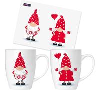 BRUBAKER Tasses à café Nains amoureux avec carte de vœux - Tasses à café Lutins - 300 ml Tasses Lutins Set cadeau - Set de nains de cœur en boîte cadeau - Love Gnome
