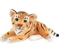BRUBAKER Tigre - 30 cm Peluche - Peluche Bébé Félidé Couché - Enfants Jouets en Peluche, Brun