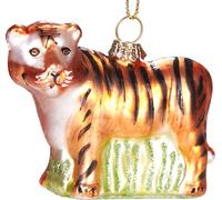 BRUBAKER Tigre - Boule de Noël en verre peinte à la main - Décorations de Noël Figurines amusantes Pendentif Déco Boule d'arbre - 7.5 cm