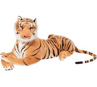BRUBAKER XXL Tigre en Peluche 110 cm - Couché Jouets en Peluche - Marron