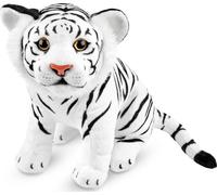BRUBAKER Tigre en peluche - 30 cm Peluche - Peluche Bébé Félidé Assis - Enfants Jouets en Peluche, Blanc