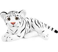 BRUBAKER Tigre en peluche - 30 cm Peluche - Peluche Bébé Félidé Couché - Enfants Jouets en peluche, Blanc
