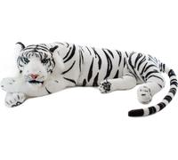 BRUBAKER Peluche Tigre Blanc 60 cm - Peluche Couchée Réaliste - Roi de la Jungle