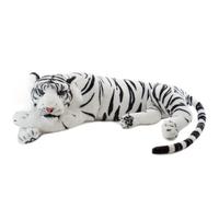 BRUBAKER Tigre Peluche 60 cm - Couché Blanc