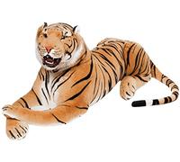 Brubaker Tigre Ruggent - Jouet câlin avec dents marron 130 cm - Peluche couchée réaliste comme une peluche - roi de la jungle