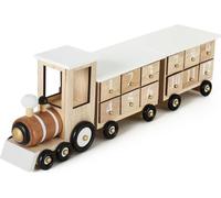 BRUBAKER Train de Noël Chemin de fer Calendrier de l'Avent en bois couleur naturelle blanc 46 x 9,5 x 10,7 cm
