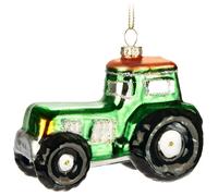 BRUBAKER Trecker - Boule de Noël en verre peinte à la main - Boule d'arbre de 9 cm pour les paysans et les agriculteurs - Tracteur vert - Décorations de Noël soufflées à la bouche