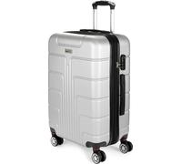 BRUBAKER Valise de voyage Miami - Valise à roulettes à coque dure extensible avec serrure à combinaison et 4 roulettes - Trolley valise 43 x 66,5 x 28,5 cm, L, Argent