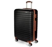 BRUBAKER Valise Rigide Paris - Trolley de Voyage avec Serrure à Numéro, 4 Roues et Poignées de Confort - Valise à roulettes 43 x 66,5 x 26 cm - ABS Valise Dure (XL - Noir et Marron Clair)