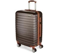 BRUBAKER Valise Rigide Paris - Trolley de Voyage avec Serrure à Numéro, 4 Roues et Poignées de Confort - Valise à roulettes 43 x 66,5 x 26 cm - ABS Valise Dure (L - Marron et Marron Clair)