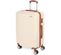 BRUBAKER Valise Rigide Paris - Trolley de Voyage avec Serrure à Numéro, 4 Roues et Poignées de Confort - Valise à roulettes 43 x 66,5 x 26 cm - ABS Valise Dure (L - Crème Blanc et Marron Clair)