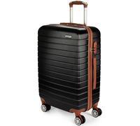 BRUBAKER Valise Rigide Paris - Trolley de Voyage avec Serrure à Numéro, 4 Roues et Poignées de Confort - Valise à roulettes 43 x 66,5 x 26 cm - ABS Valise Dure (L - Noir et Marron Clair)