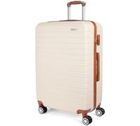 BRUBAKER Valise Rigide Paris - Trolley de Voyage avec Serrure à Numéro, 4 Roues et Poignées de Confort - Valise à roulettes 43 x 66,5 x 26 cm - ABS Valise Dure (XL - Crème Blanc et Marron Clair)