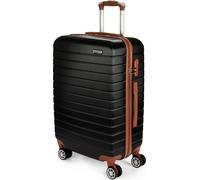BRUBAKER Valise rigide Paris - Valise de voyage Trolley avec serrure à combinaison et 4 roulettes - Valise à roulettes 43 x 66,5 x 26 cm, L, noir et marron clair