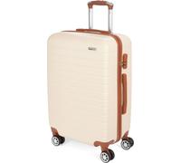 BRUBAKER Valise rigide Paris - Valise de voyage Trolley avec serrure à combinaison et 4 roulettes - Valise à roulettes 43 x 66,5 x 26 cm, L, crème blanc et marron clair