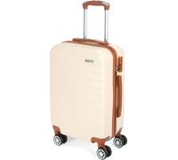 BRUBAKER Valises à main Paris - Valise de voyage trolley avec serrure à combinaison et 4 roulettes - 37 x 56 x 22 cm - Valise à roulettes, M, crème blanc et marron clair