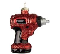 BRUBAKER Visseuse sans Fil Rouge - Boule de Noël en Verre Peint à la Main - 9 cm Boule d'arbre pour Artisan - Décorations de Noël Soufflées à la Bouche - Figurines de Noël - Pendentif Décoration Noël