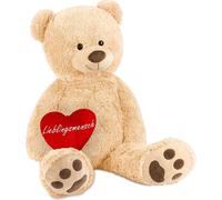 Brubaker XXL Ours en peluche 100 cm Beige avec un cœur de personne préférée Peluche